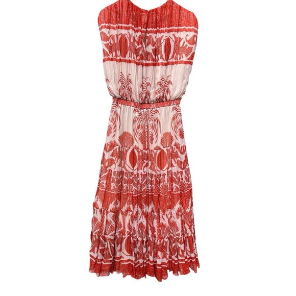 JOHANNA ORTIZ Cordillera Gathered Printed Chiffon Midi Dress In Ecru Wildfire 6 - Picture 2 of 6